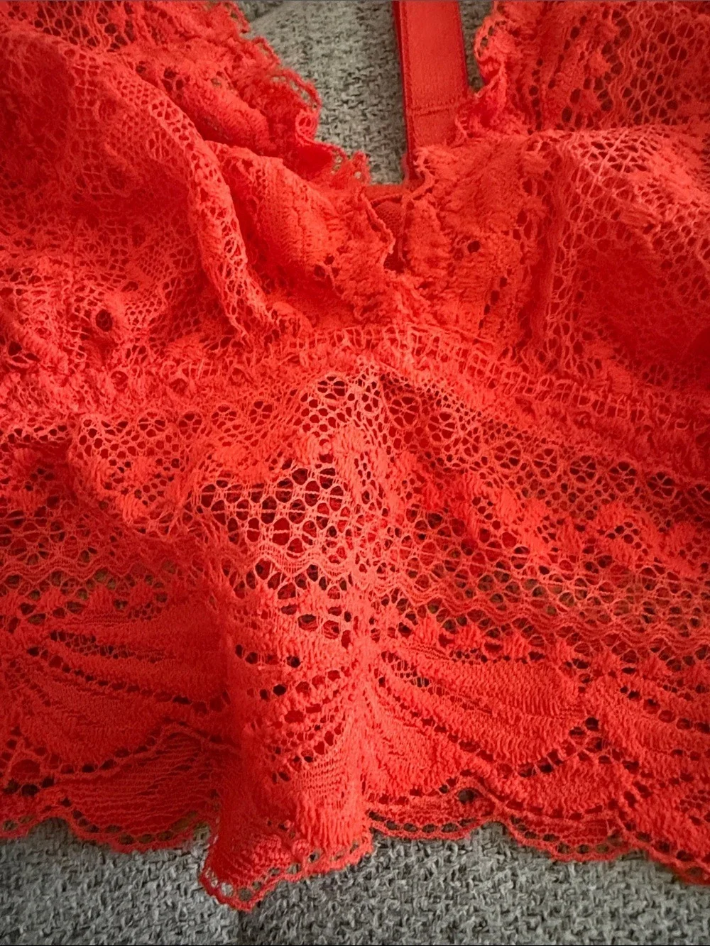 Auden Bright Orange High Apex Racerback Lace Bralette – XS